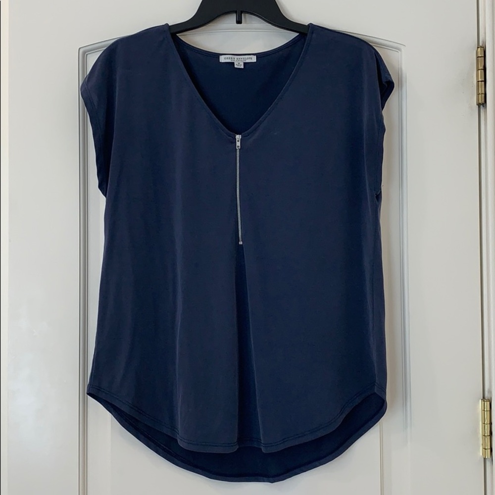 Green Envelope Zip Up Top